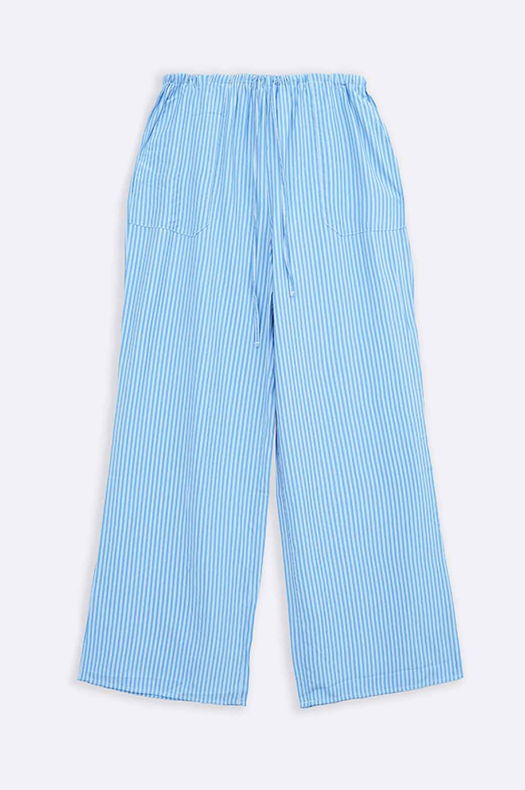 BLUE STRIPED COTTON PANTS