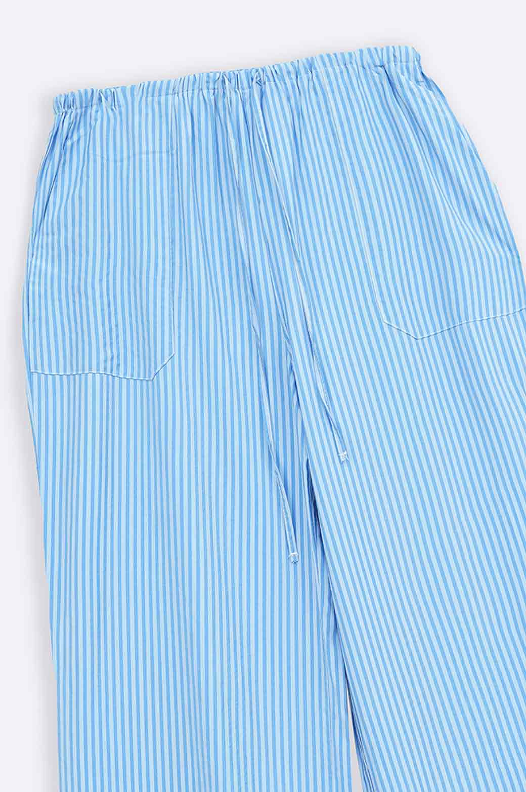 BLUE STRIPED COTTON PANTS