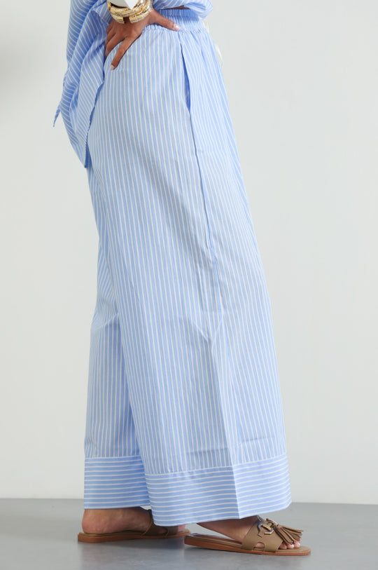 BLUE WIDE STRIPED PANTS