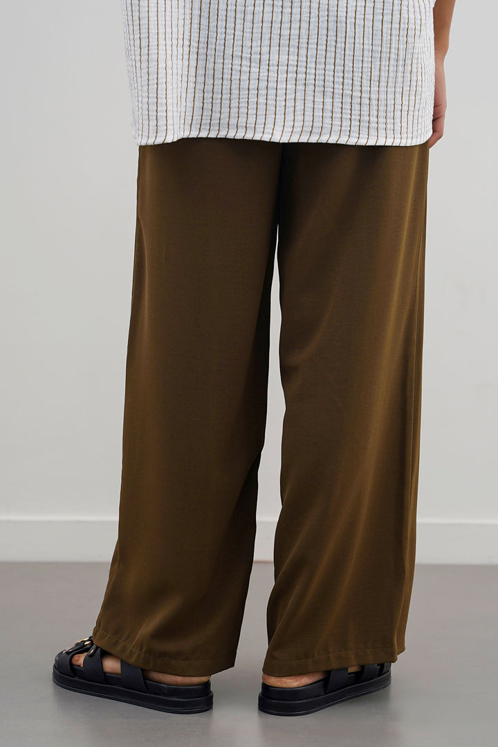 BROWN TIE-AROUND RESORT PANTS