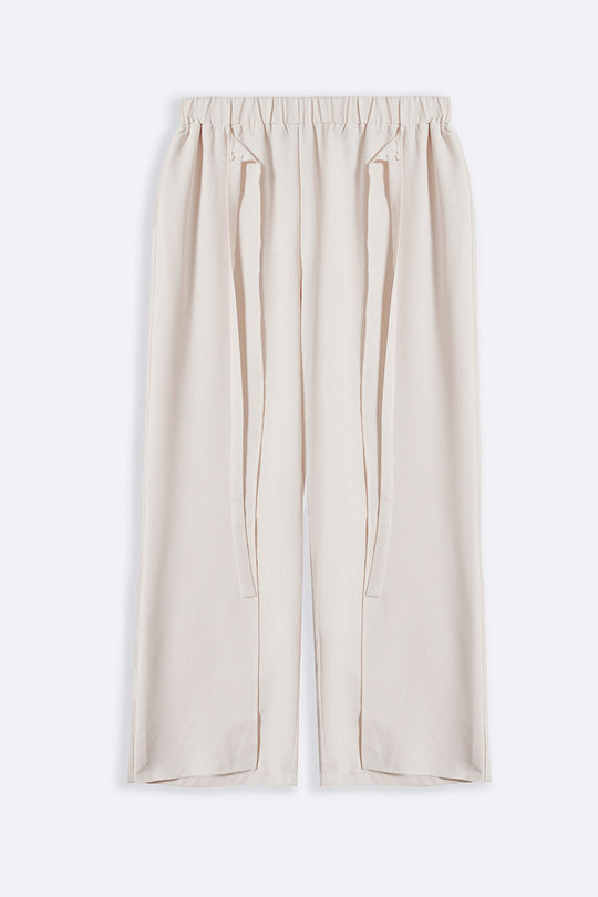 CREAM TIE-AROUND RESORT PANTS