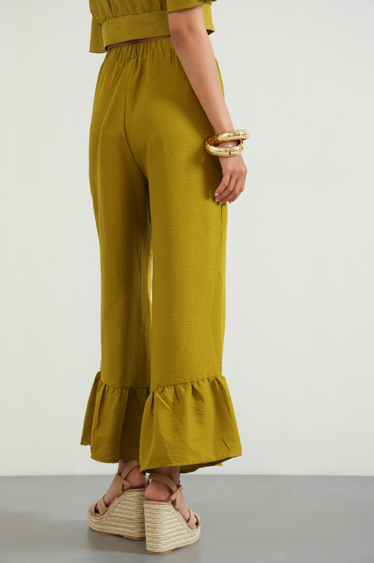 GREEN RESORT FLARED PANTS