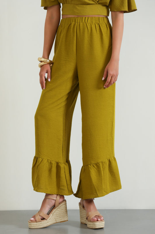 GREEN RESORT FLARED PANTS