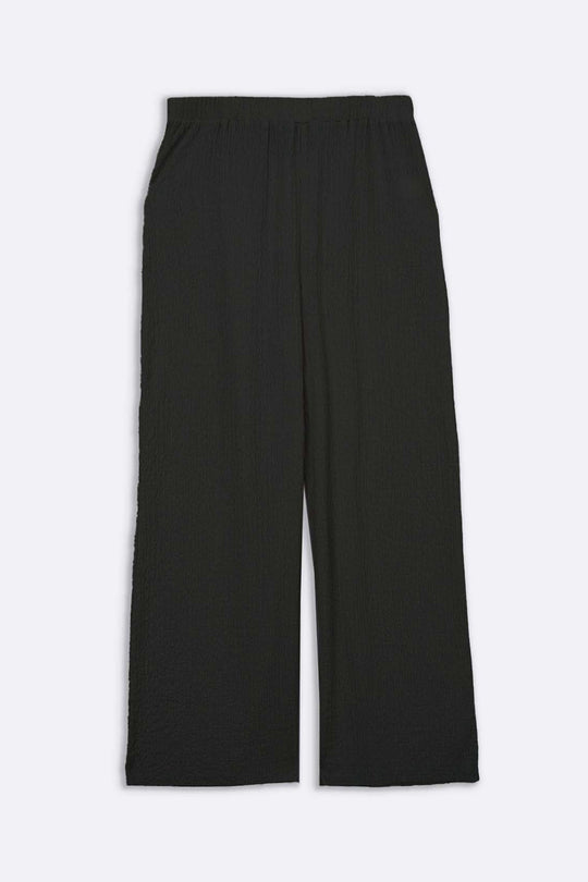 BLACK TEXTURED STRETCHY PANTS