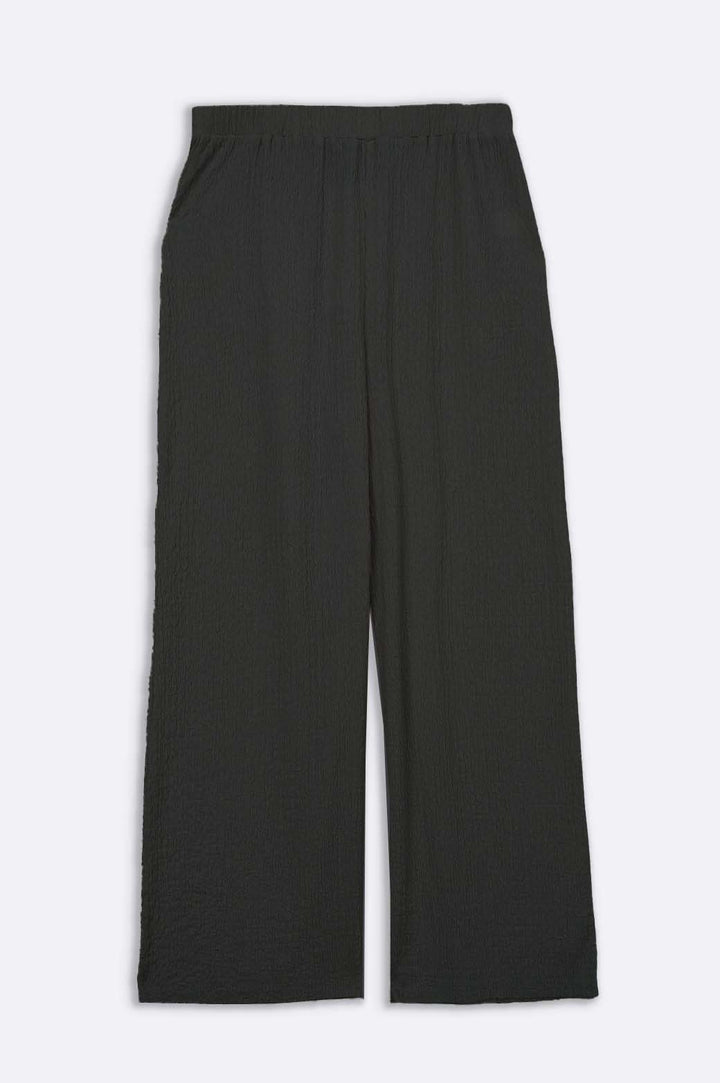 BLACK TEXTURED STRETCHY PANTS