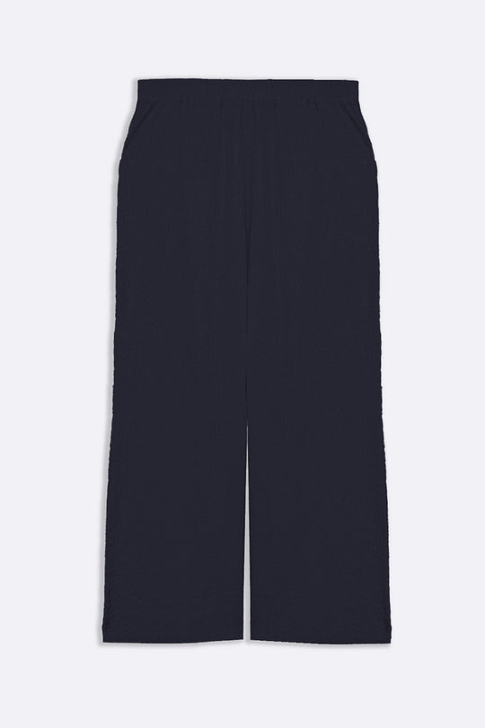 NAVY TEXTURED STRETCHY PANTS