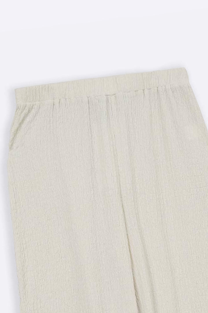 OFF WHITE TEXTURED STRETCHY PANTS