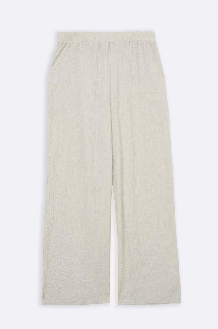 OFF WHITE TEXTURED STRETCHY PANTS