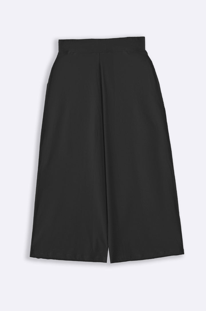 BLACK CROPPED WIDE PANTS