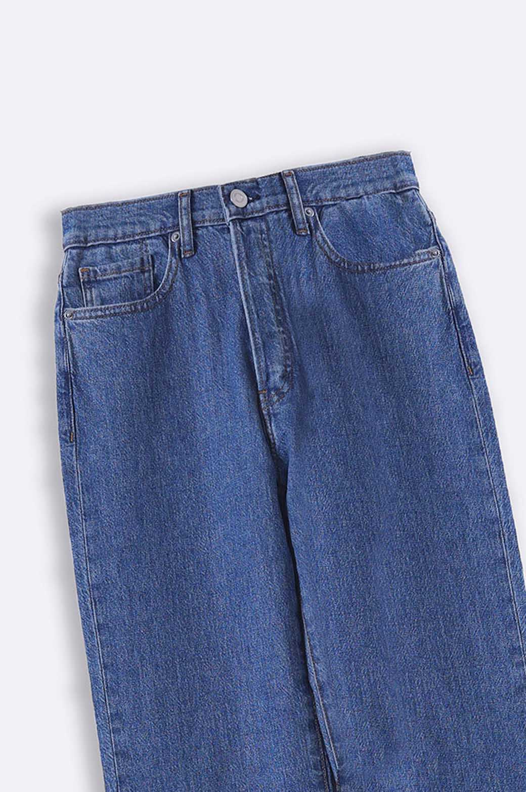 MID BLUE HIGH WAIST STRAIGHT JEANS