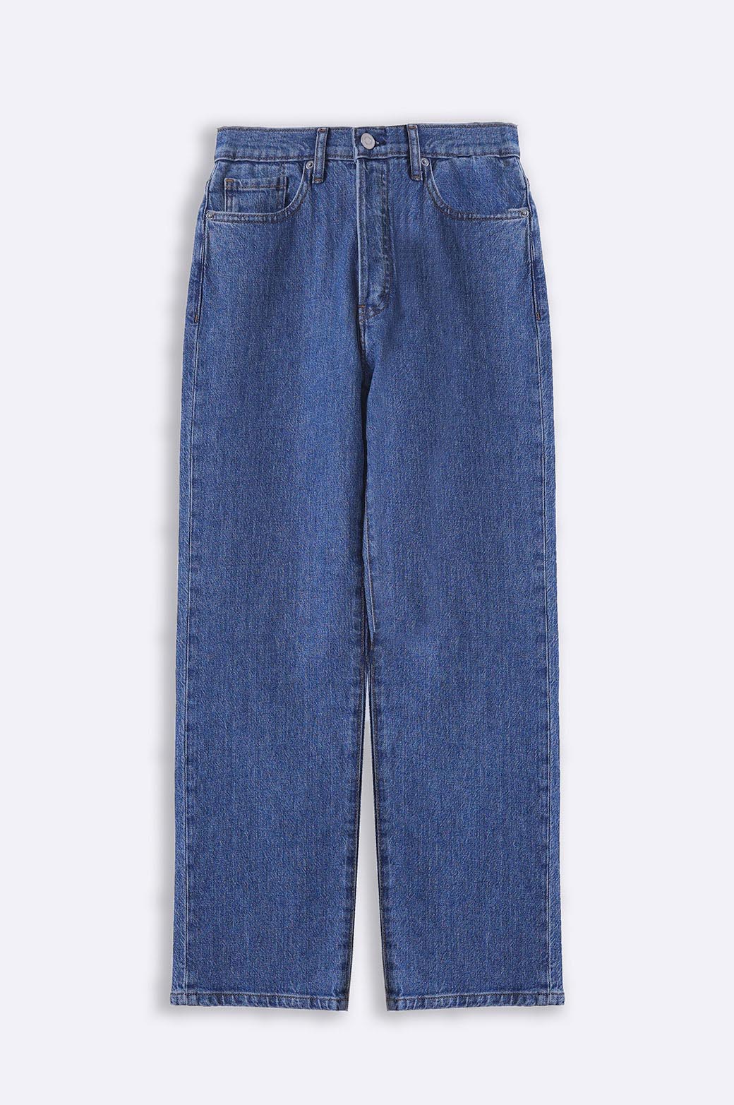 MID BLUE HIGH WAIST STRAIGHT JEANS