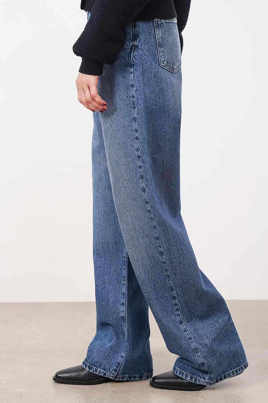 DARK BLUE WIDE LONG JEANS