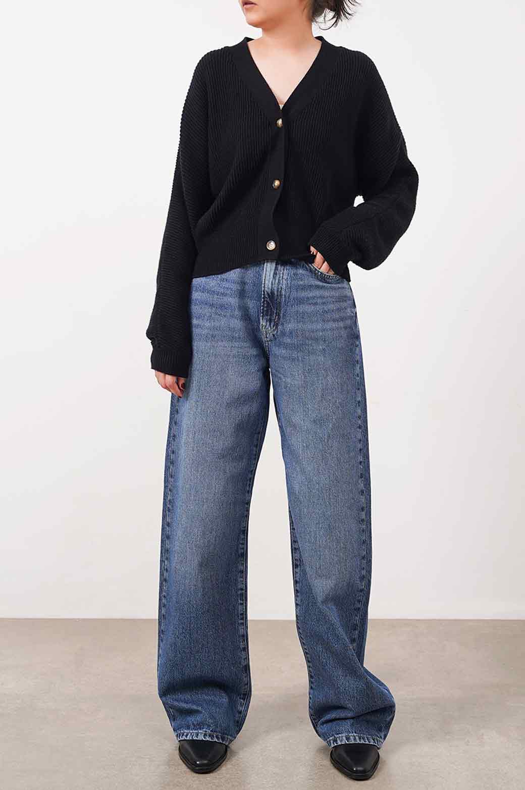 DARK BLUE WIDE LONG JEANS