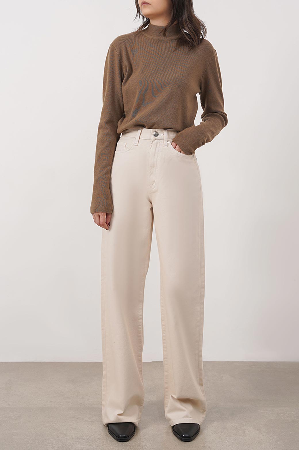 ECRU WIDE LONG JEANS