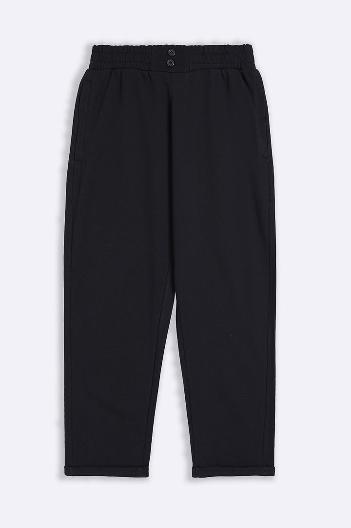 BLACK TURN-UP TROUSERS