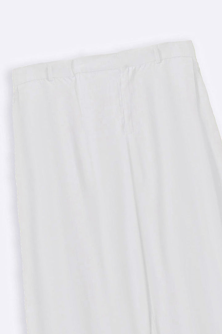 WHITE CURVE STONE-WASH LONG PANTS