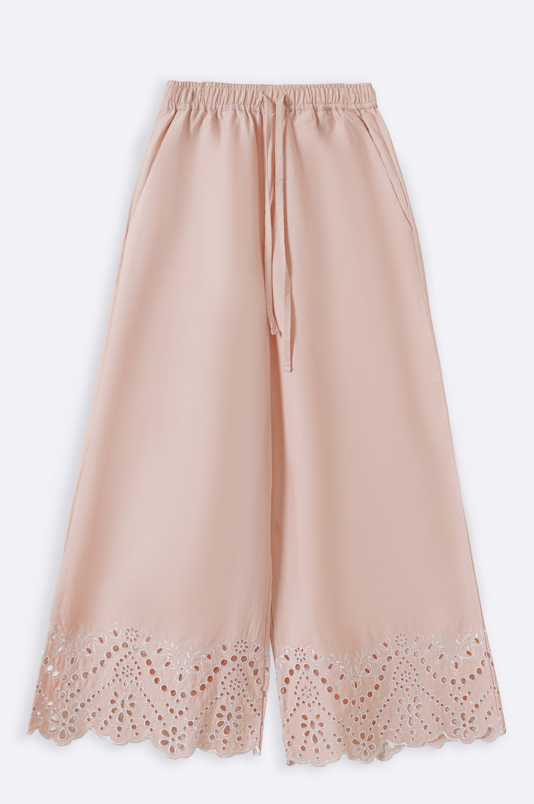 TEA PINK SCHIFFLI DRAWSTRING CULOTTES