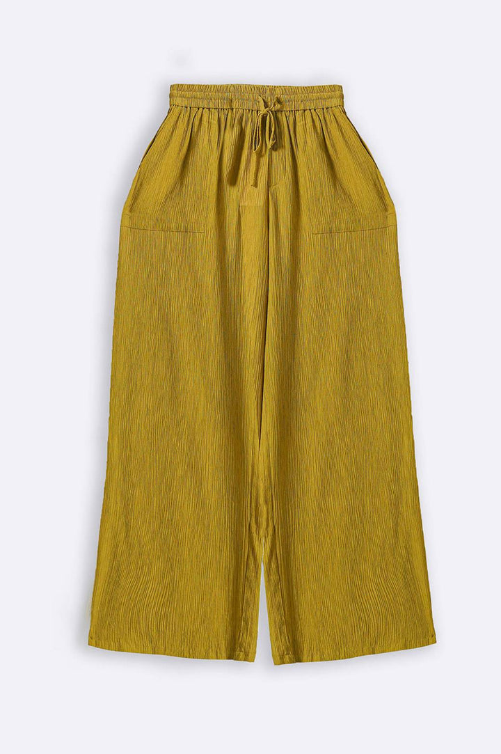 GREEN CRINKLED FLOWY PANTS