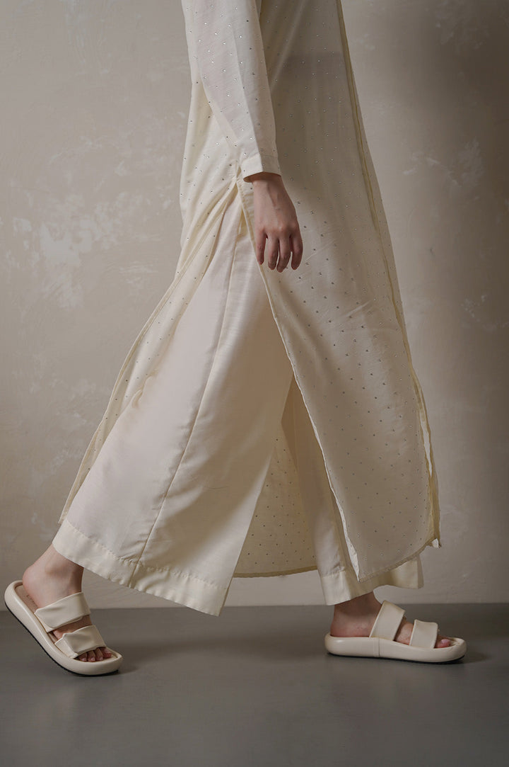 WHITE WIDE PARTY PANTS