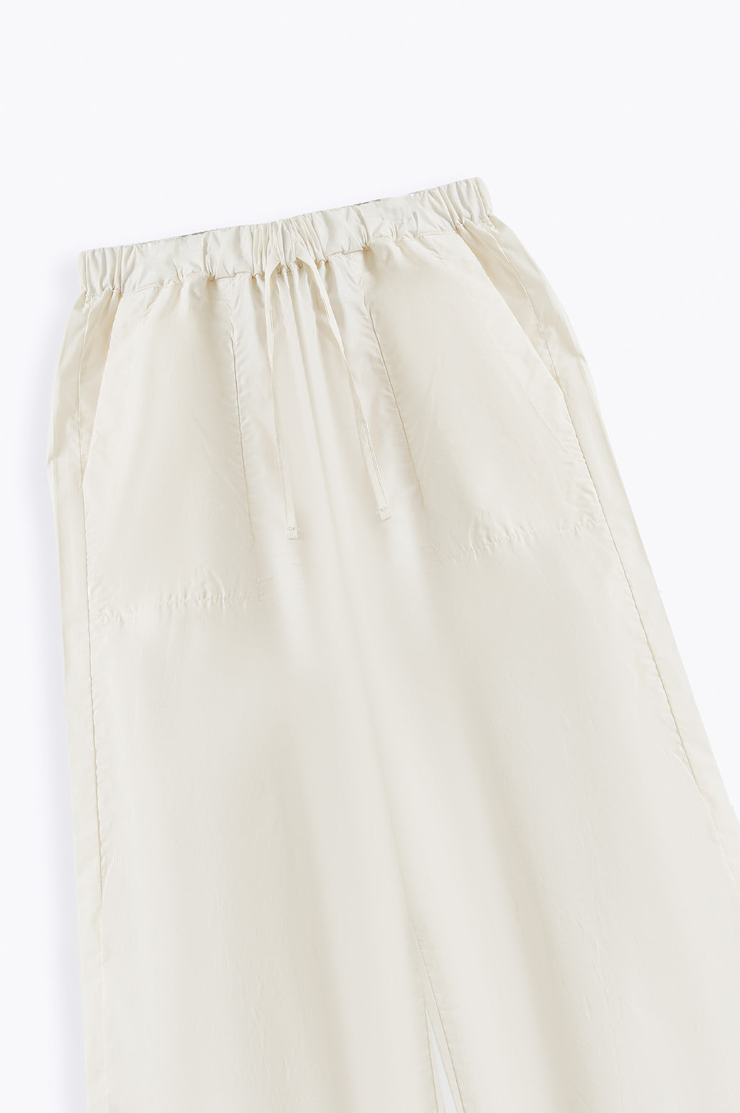 IVORY POPLIN TURN UP PANTS