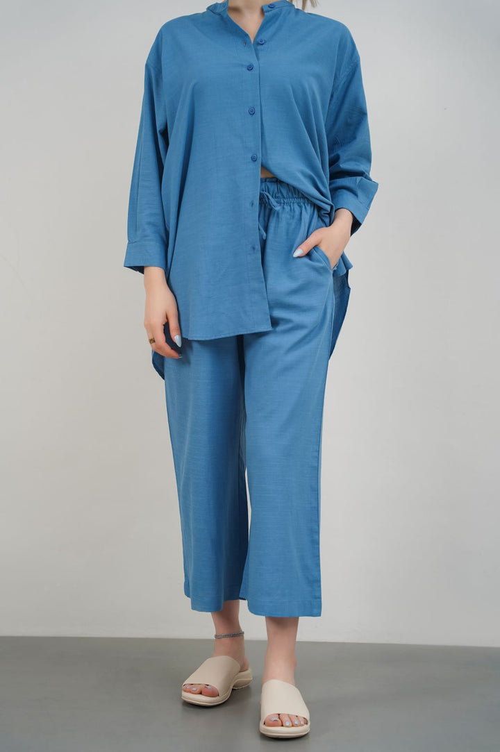 COBALT BLUE WIDE ANKLE PANTS