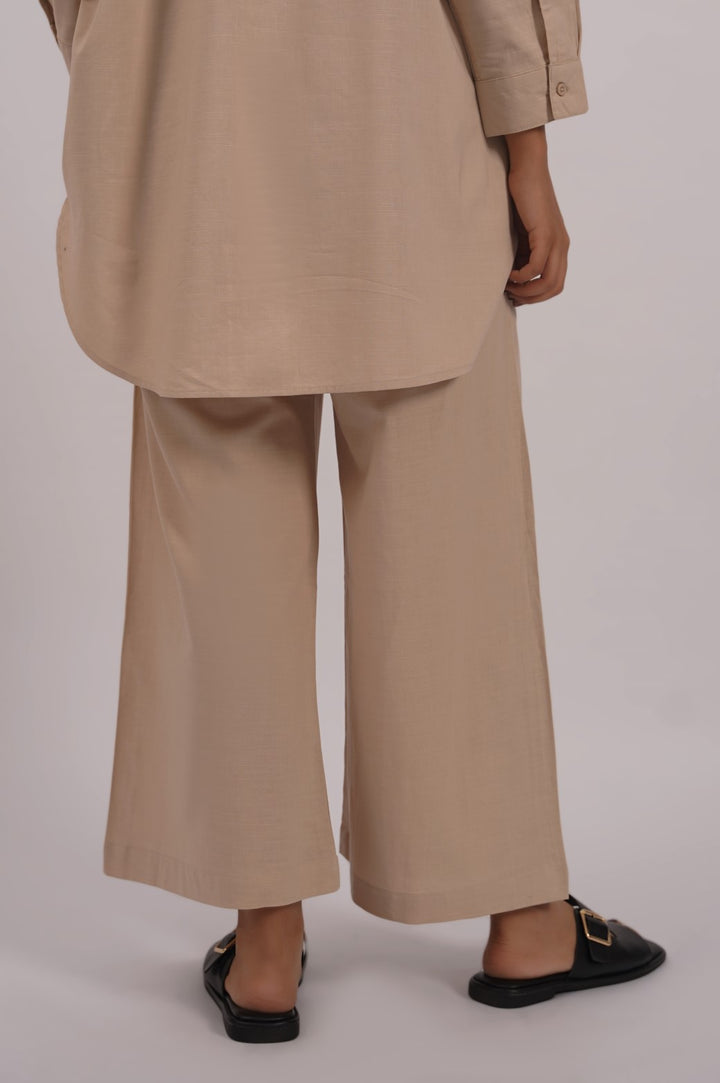 BEIGE WIDE ANKLE PANTS