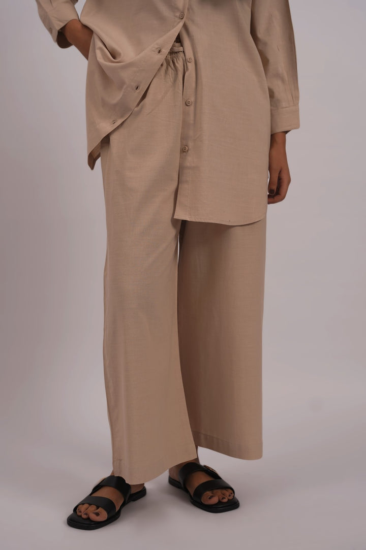 BEIGE WIDE ANKLE PANTS