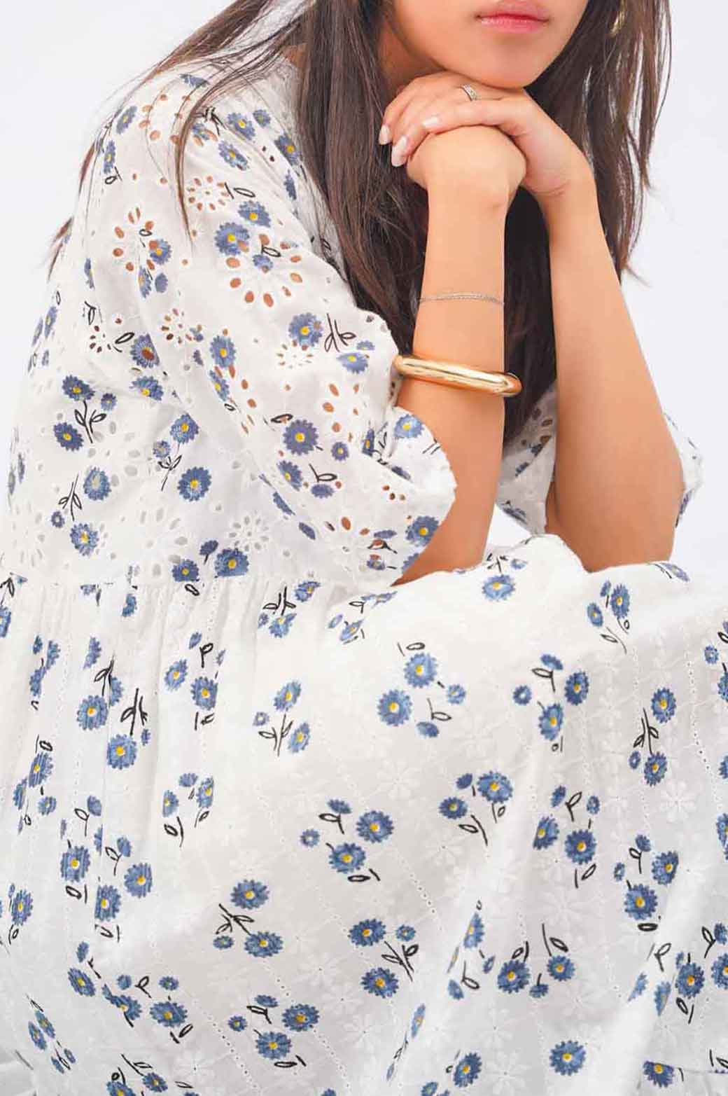 WHITE BREEZY EMBROIDERED DRESS