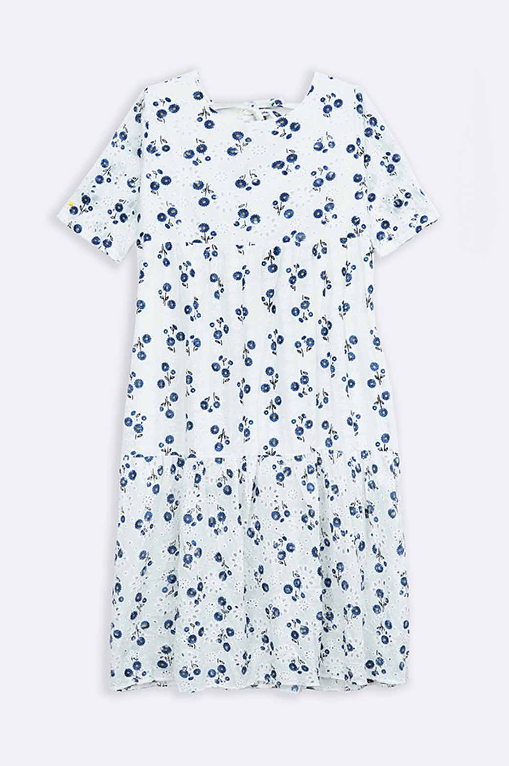 WHITE BREEZY EMBROIDERED DRESS
