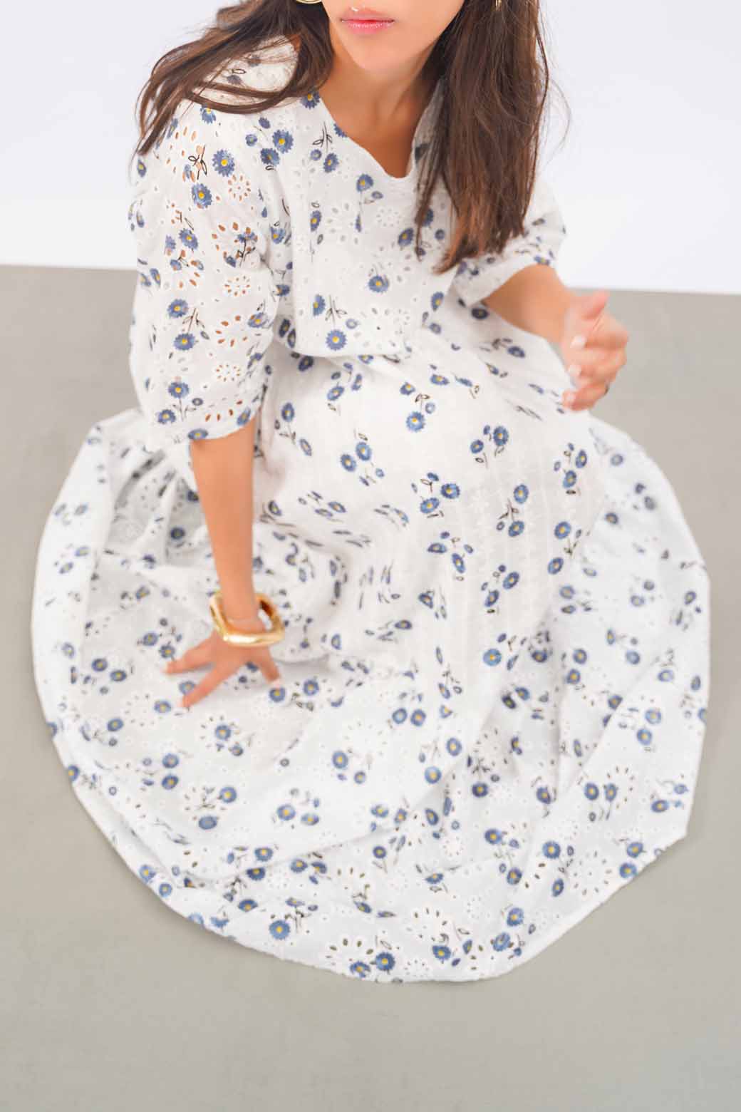 WHITE BREEZY EMBROIDERED DRESS