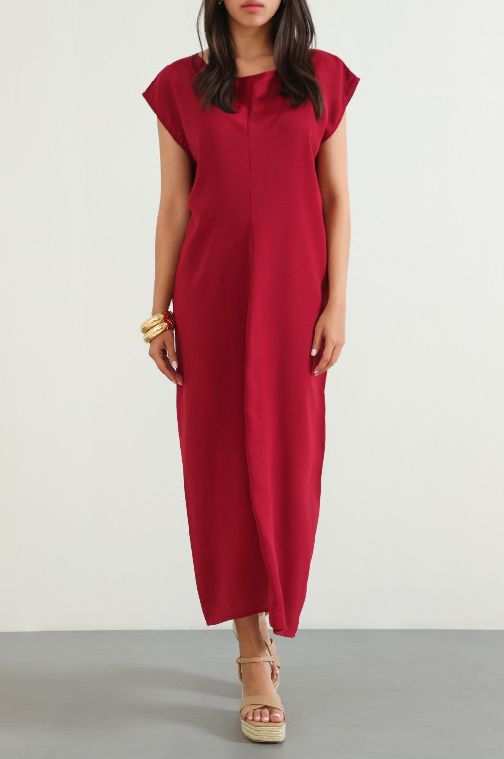 MAROON MIDI HOLIDAY DRESS