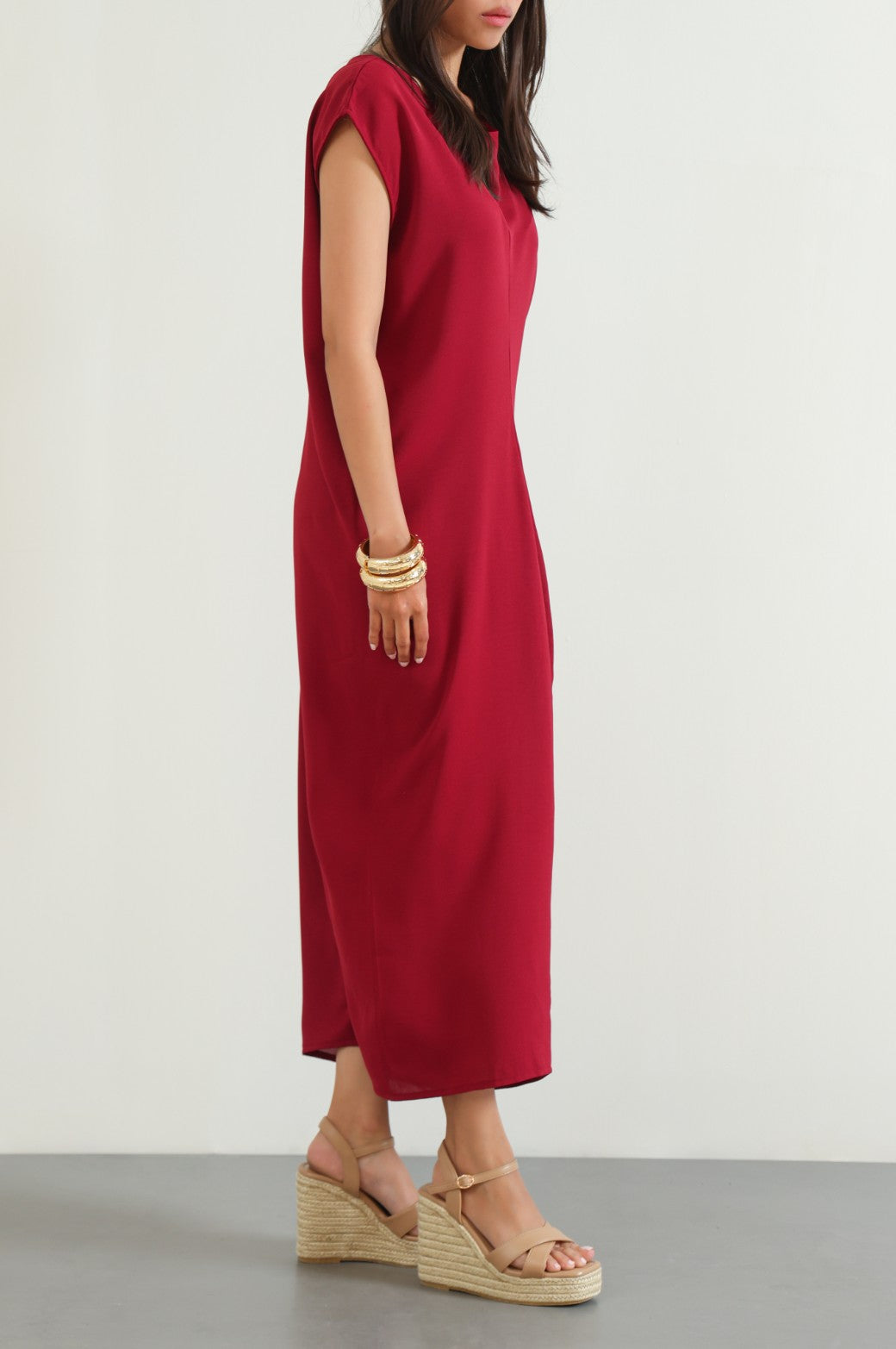 MAROON MIDI HOLIDAY DRESS
