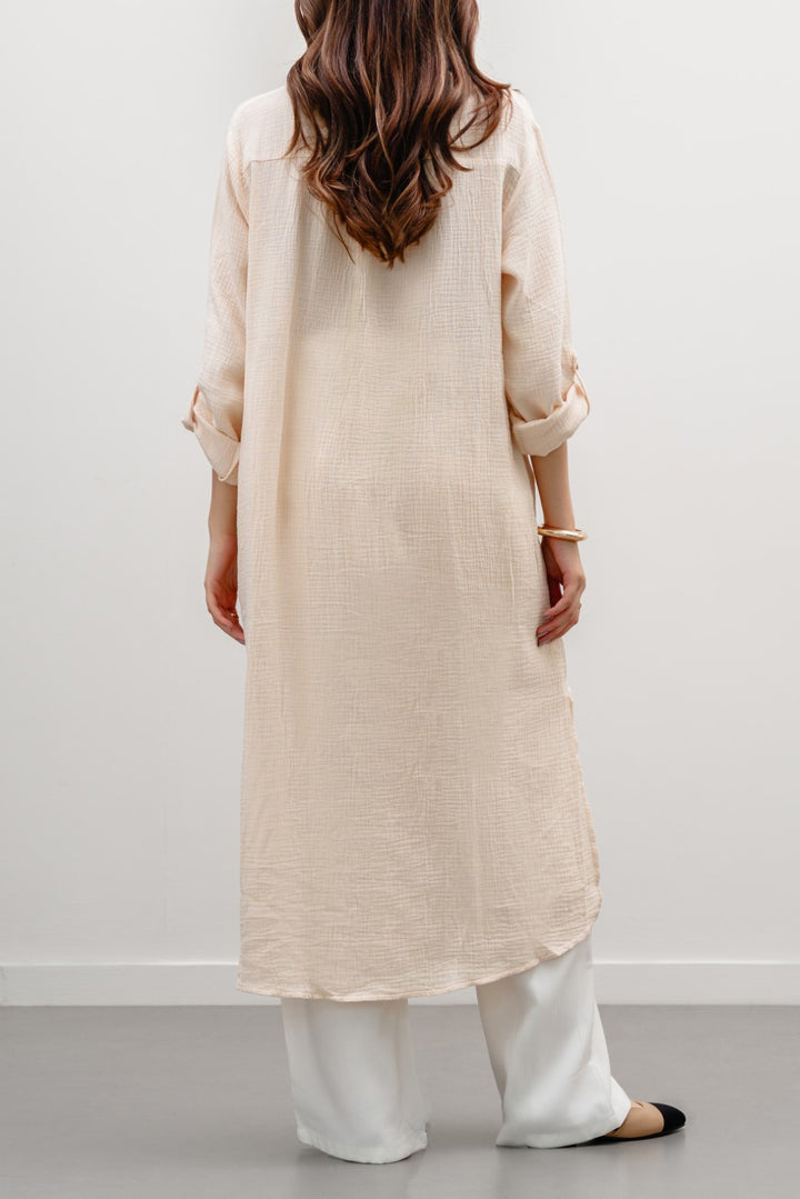 BEIGE LONG MUSLIN TUNIC