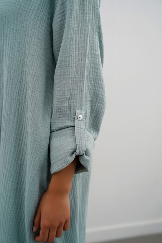 SEA GREEN LONG MUSLIN TUNIC