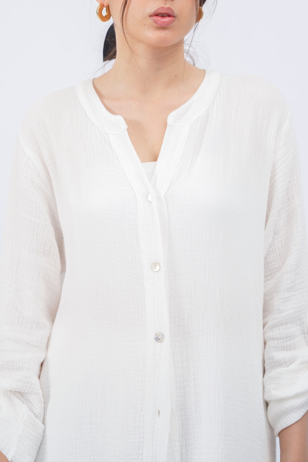WHITE LONG MUSLIN TUNIC