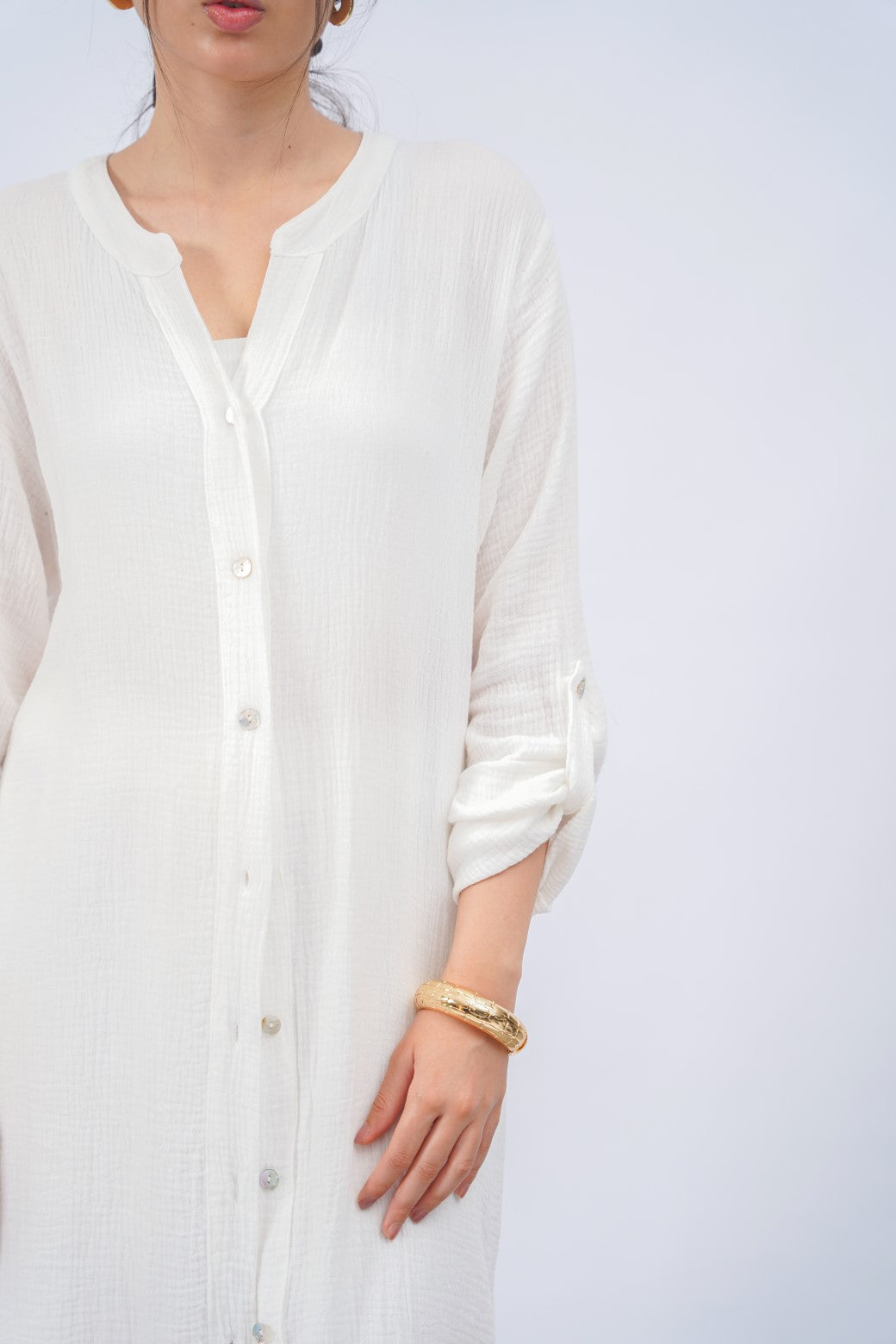 WHITE LONG MUSLIN TUNIC