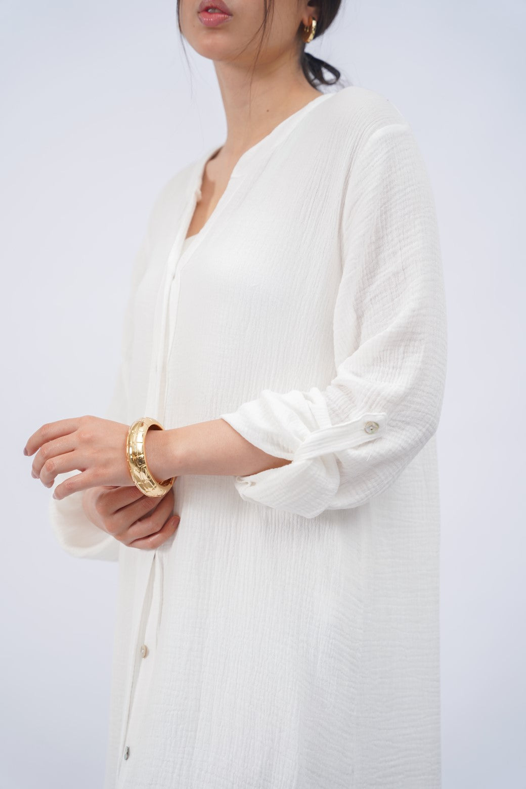 WHITE LONG MUSLIN TUNIC