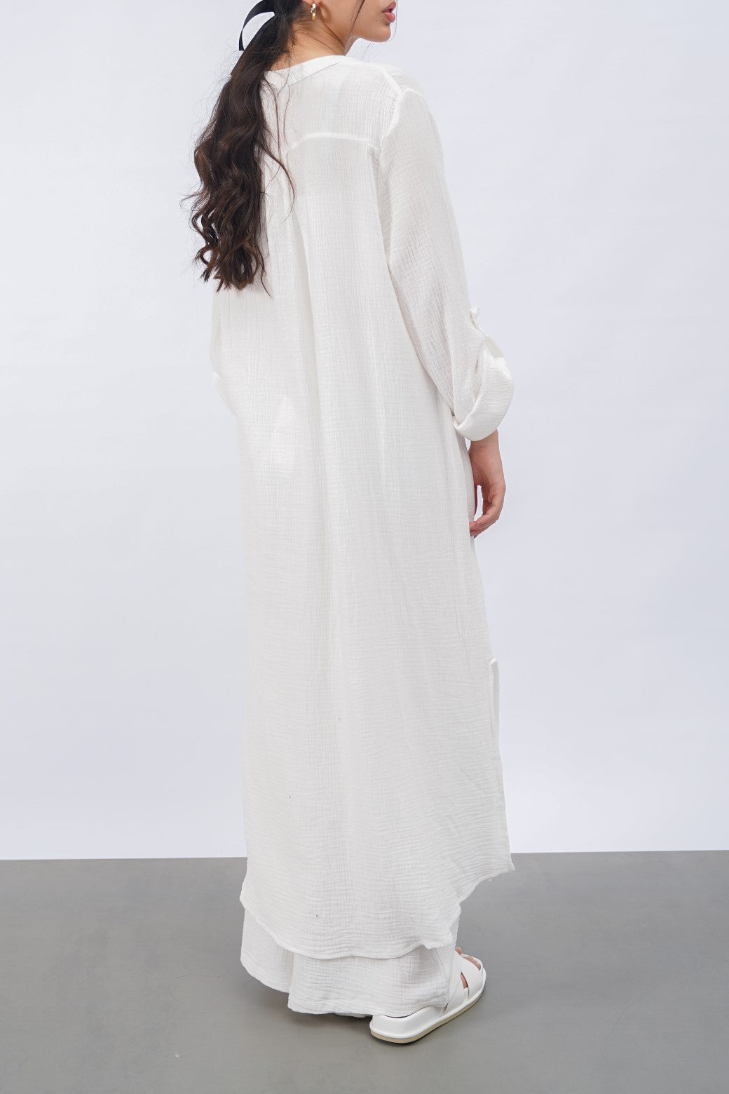 WHITE LONG MUSLIN TUNIC