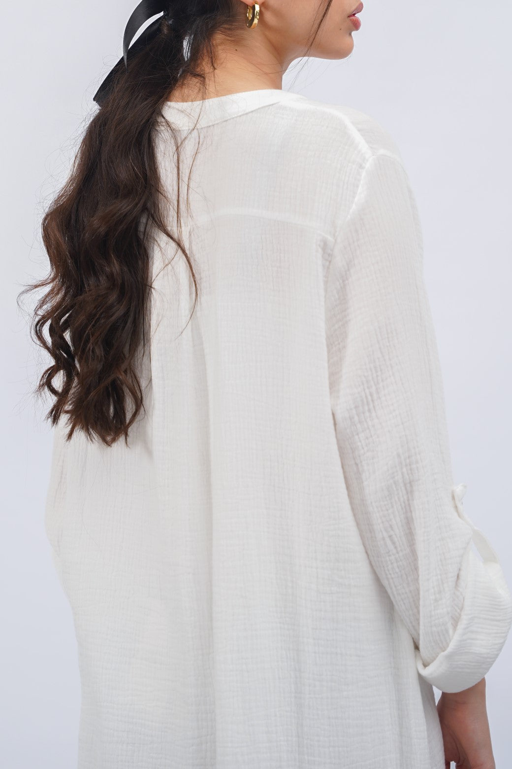 WHITE LONG MUSLIN TUNIC