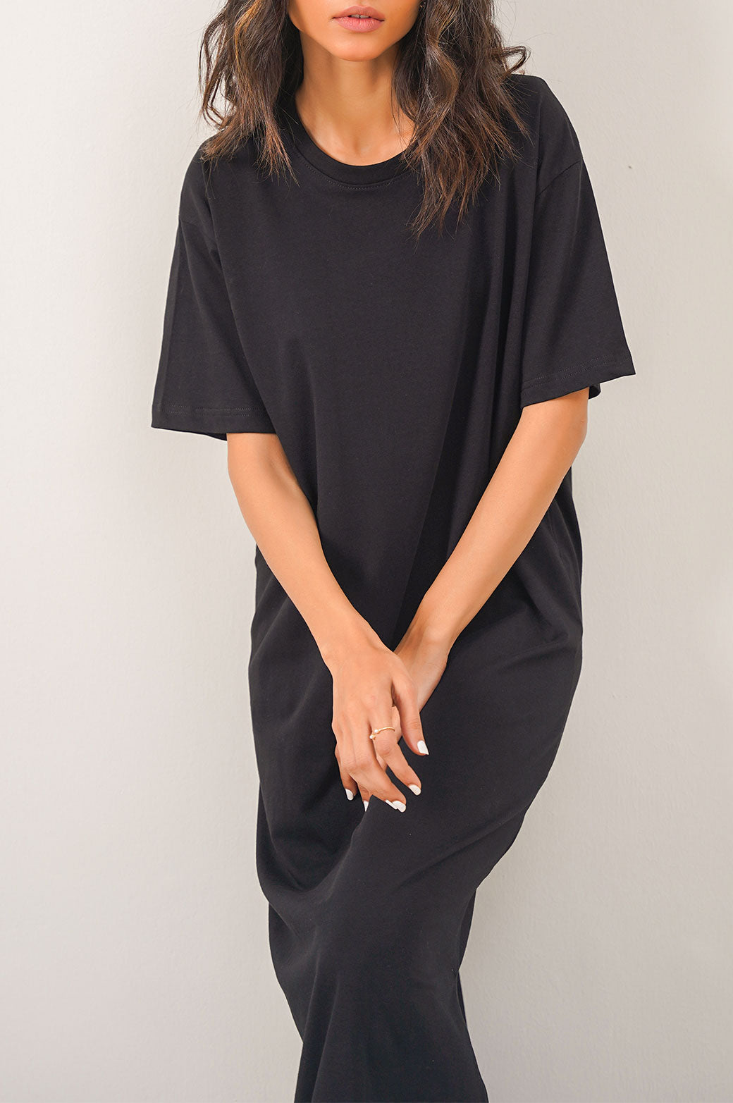 Long black t shirt dress hotsell