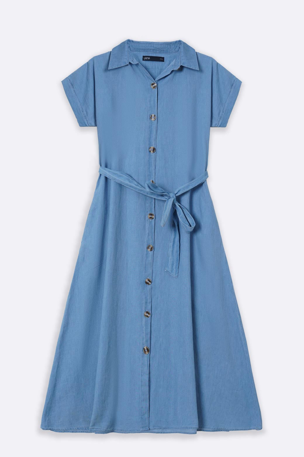 LIGHT BLUE DENIM MIDI DRESS