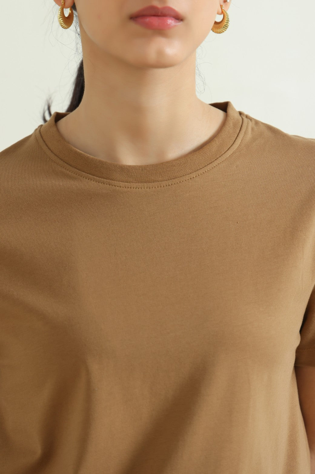 BROWN ROUND NECK T-SHIRT