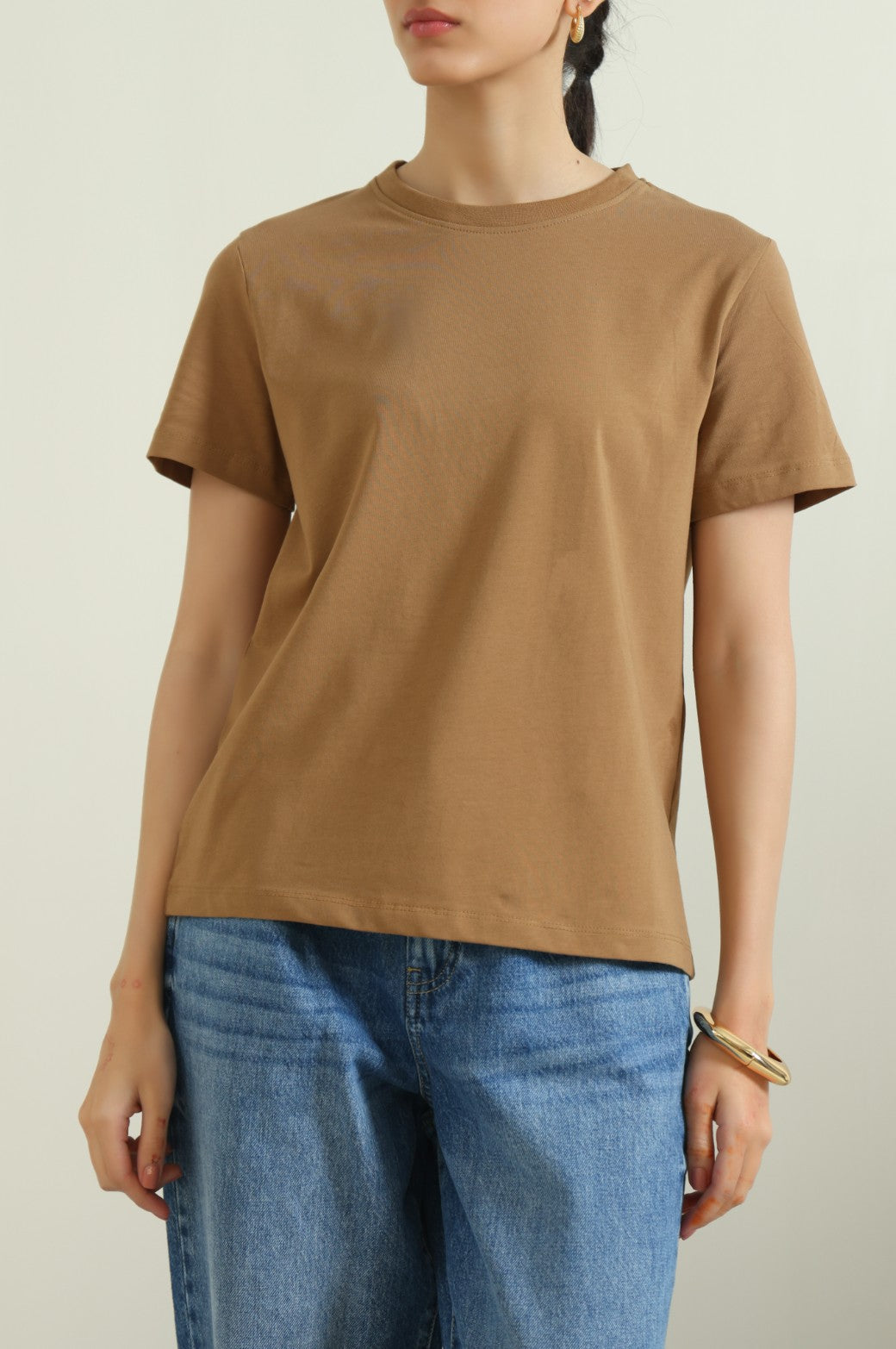 BROWN ROUND NECK T-SHIRT