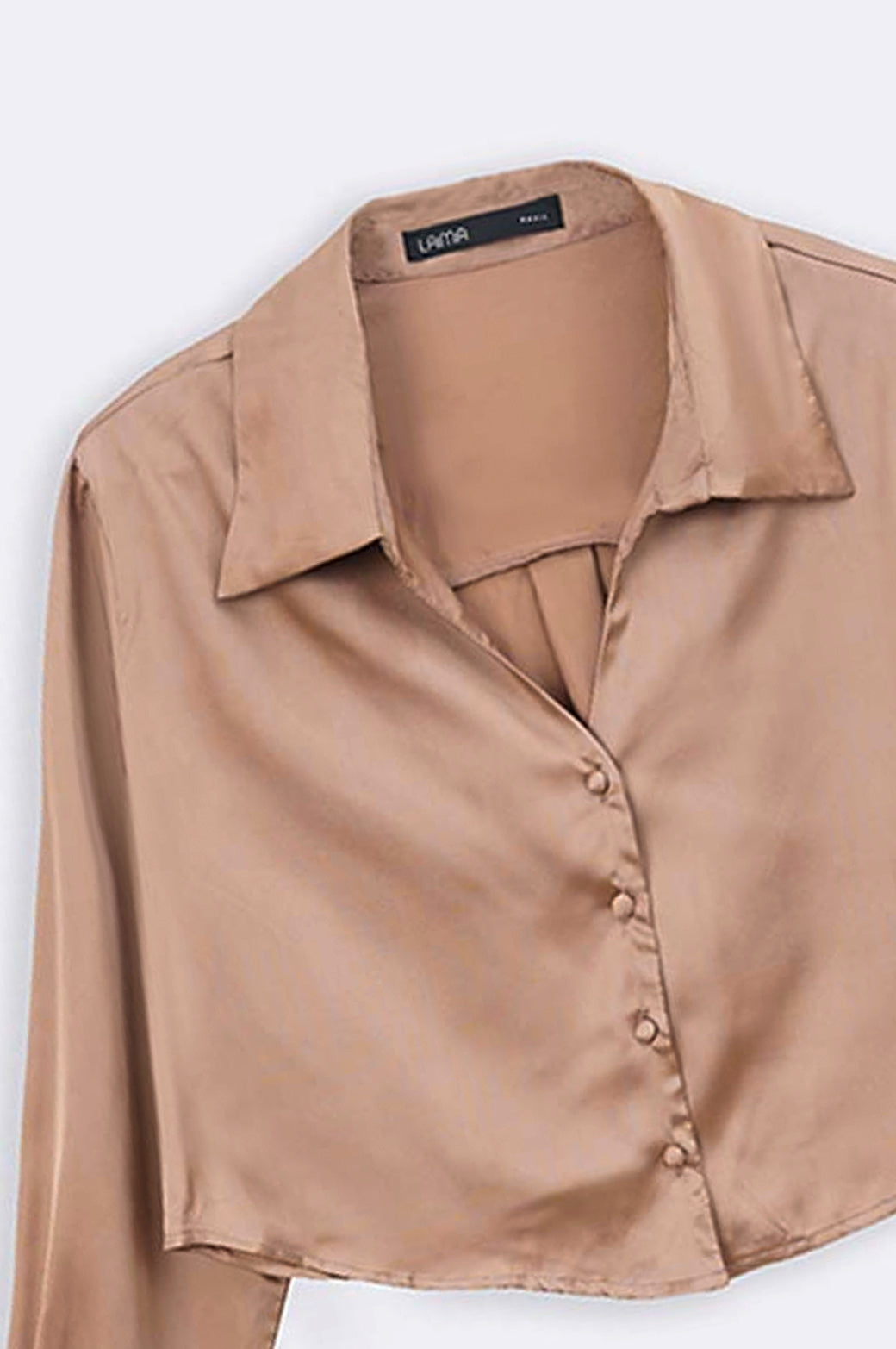 KHAKI CROPPED SILK SHIRT
