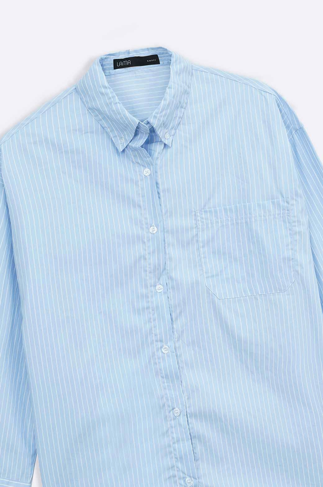 BLUE OVERSIZED STRIPED BUTTON DOWN