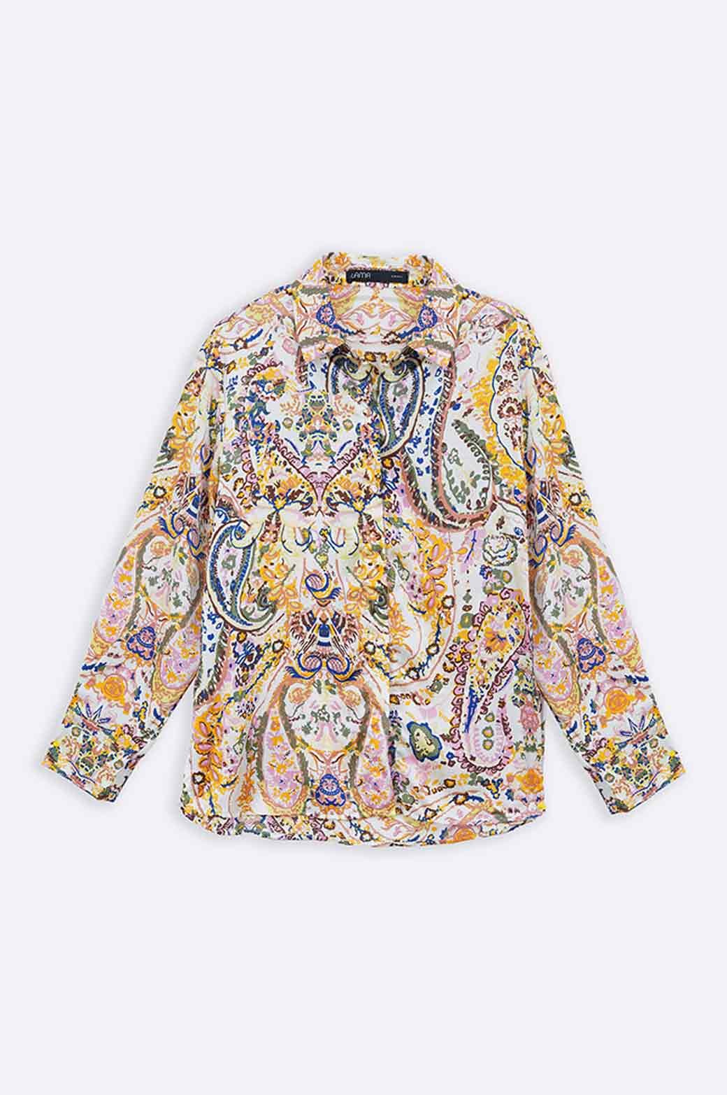 CREAM RETRO SILK BUTTON DOWN