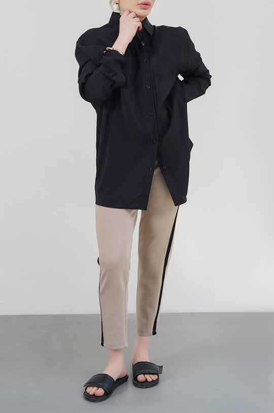 BLACK STONE WASH BUTTON DOWN