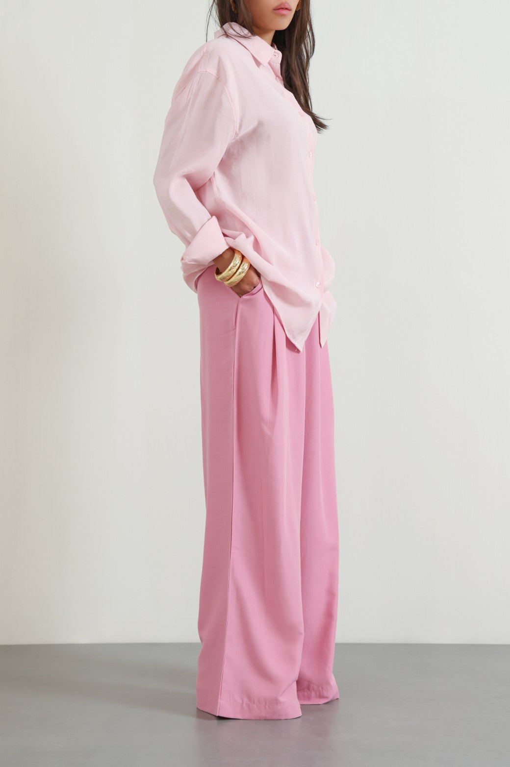 PINK STONE WASH BUTTON DOWN