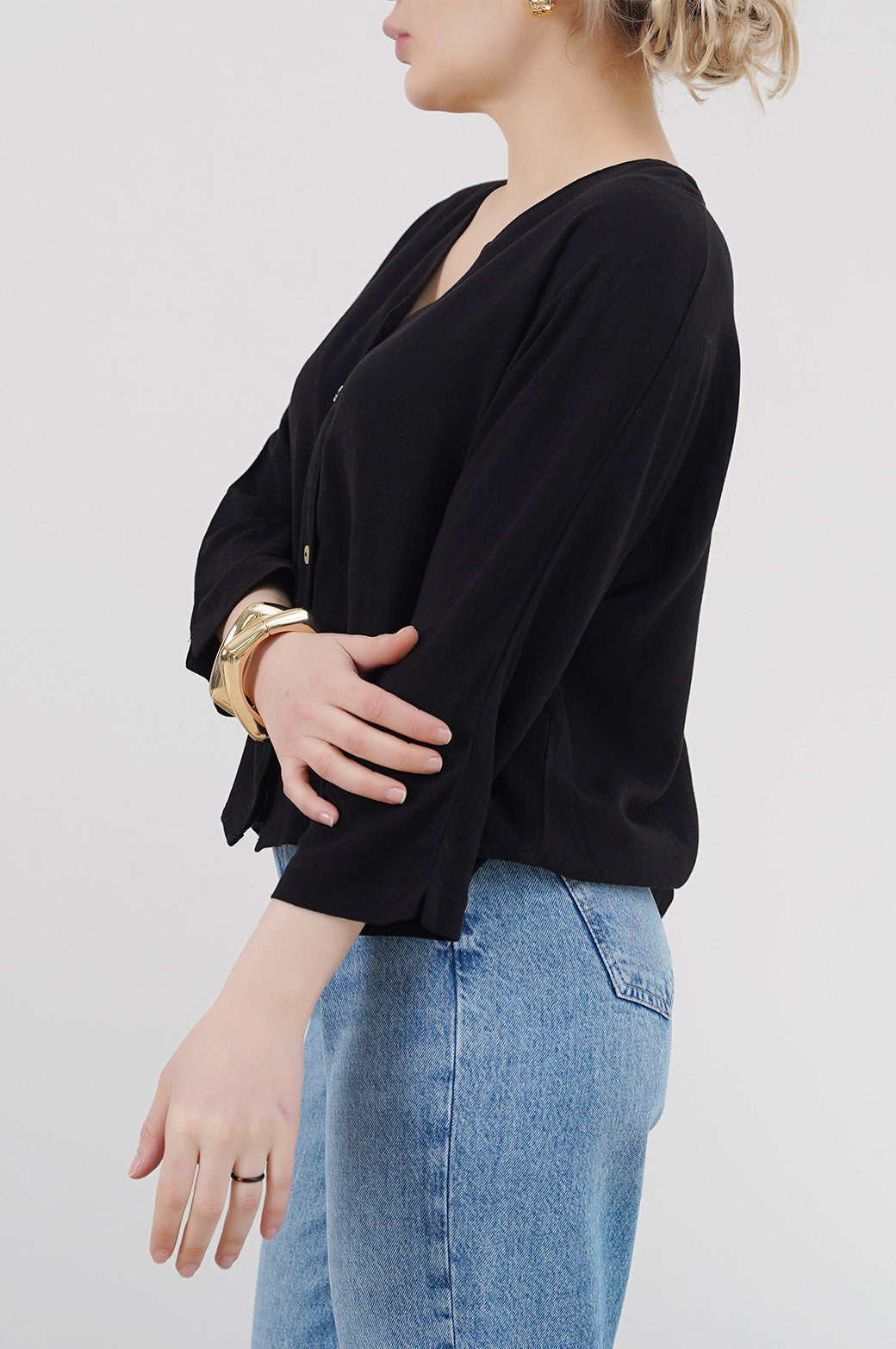 BLACK FLOWY DAY BLOUSE