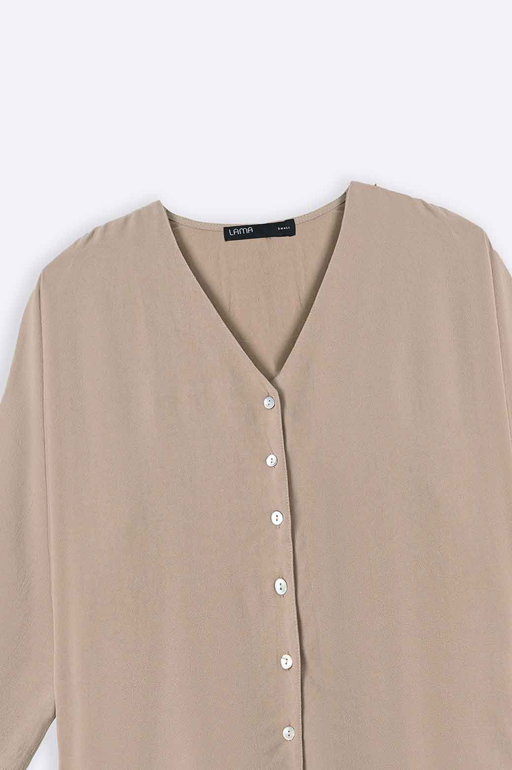 KHAKI FLOWY DAY BLOUSE